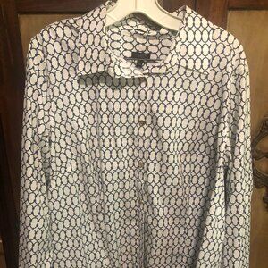 Talbots Blouse Blue & White Pattern Size 20wp